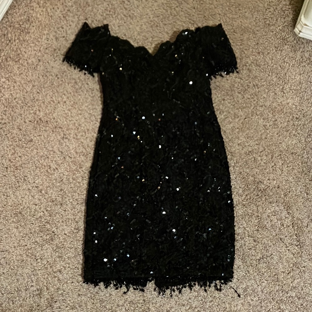 Vintage sequin and beaded black dress
